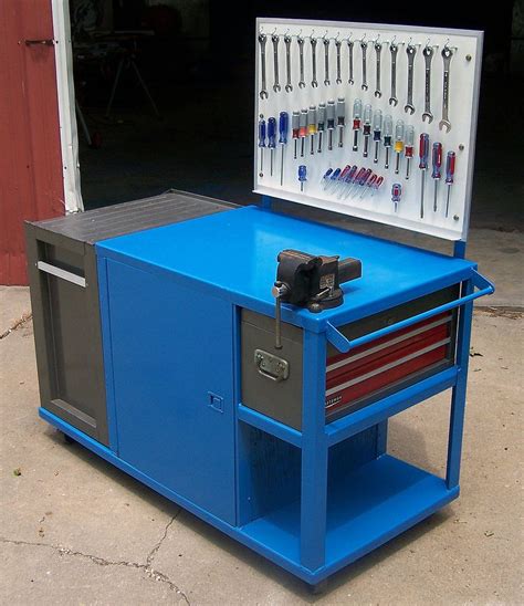 a blue toolbox with tools in it