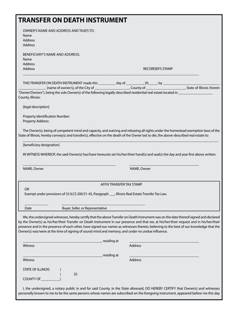 Transfer On Death Deed Illinois Form 2020-2022 - Fill and Sign Printable Template Online | US ...