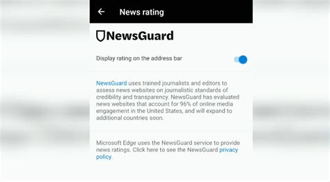 How to Enable NewsGuard Rating Extension in Edge Android?