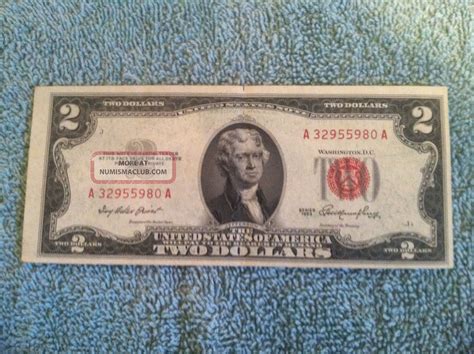 1953 Red Seal Two $2 Dollar Bill Note A32955980a Rare Old U. S. Currency