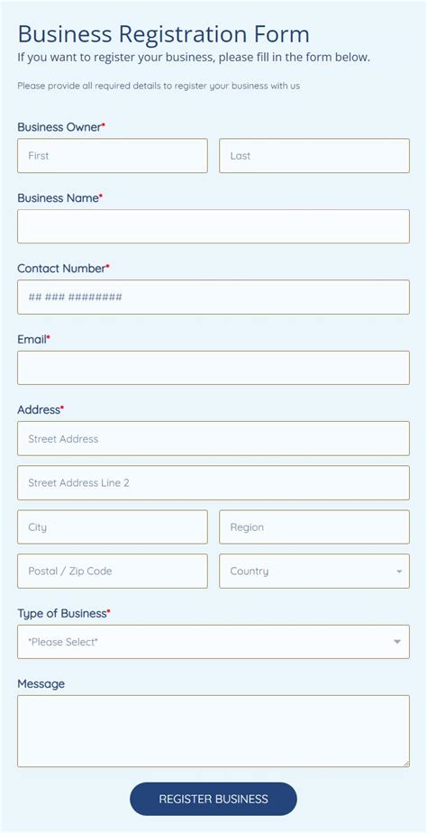 Business Registration Form Template | 123FormBuilder