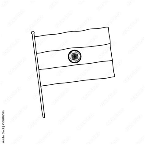 India flag vector, outline illustration. Vector black and white India ...