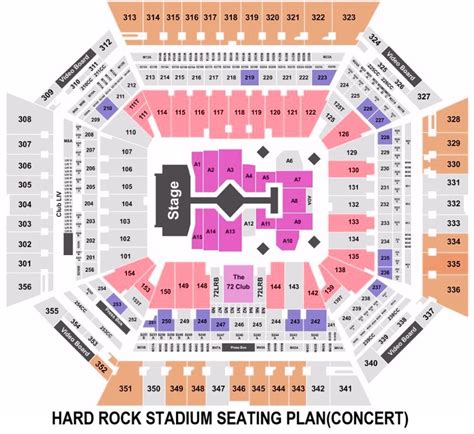 Hard Rock Stadium Seating Chart with Rows and Seat Numbers 2024