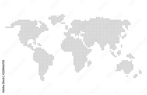 Pixel world map design. Grey pixels vector world map in squares. Stock-Vektorgrafik | Adobe Stock