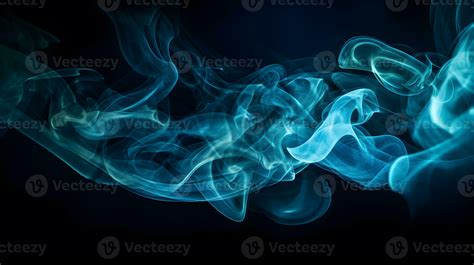 blue smoke effect abstract on black background ,generative ai 23729849 ...