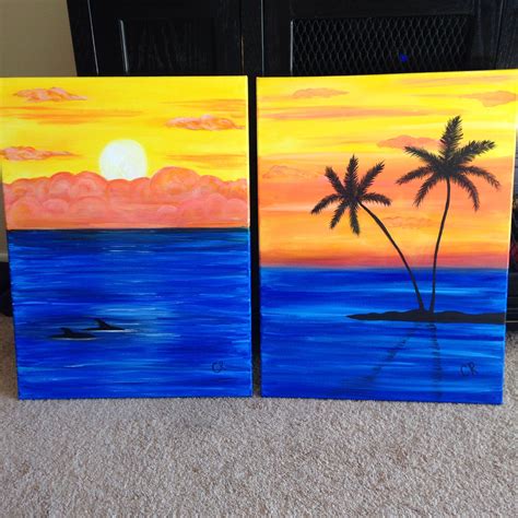 Beach sunset | Pinturas de paisagem aquarela, Pinturas paisagens ...