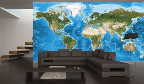 Giant World Map, World Map Mural, World Map Wall Decal, Map Wall Mural, Map Murals, World Map ...