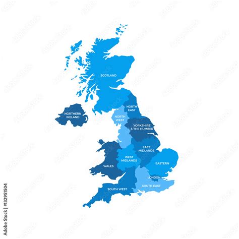 United Kingdom UK Regions Map Stock Vector | Adobe Stock