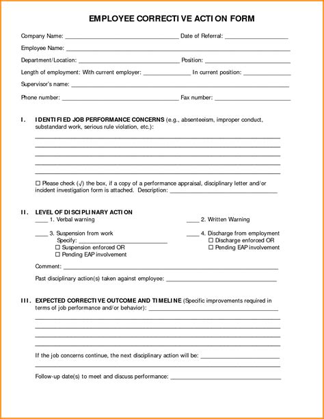 Employee Corrective Action Form | charlotte clergy coalition