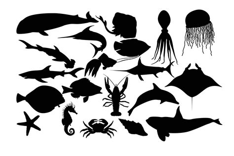 Sea Fish Silhouette Fish Clipart Fish Silhouette Saltwater | Etsy