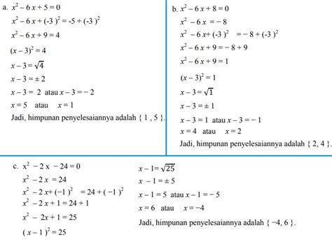 Persamaan Kuadrat Sempurna Dari X2-5X-24=0