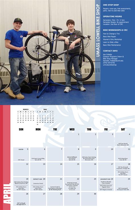 Programs Calendar - UMASS LOWELL RECREATION CENTER on Behance