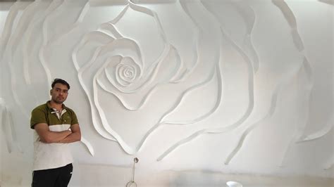 how to make wall mural plaster of Paris | big rose wall 3D mural - YouTube