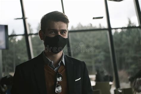 Business Man Wearing Protective Face Mask at Luxury Office Stock Photo - Image of lifestyle ...