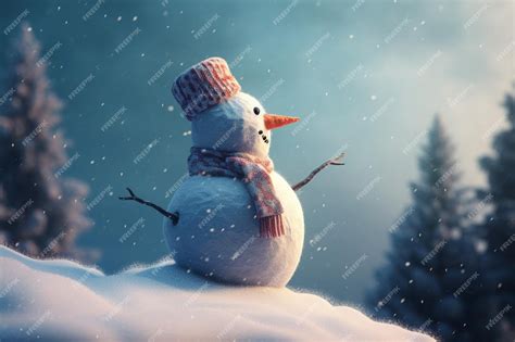 A snowman in a snowy scene | Premium AI-generated image