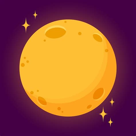 Premium Vector | Full moon and stars in cartoon style icon astronomy earth satellite vector ...