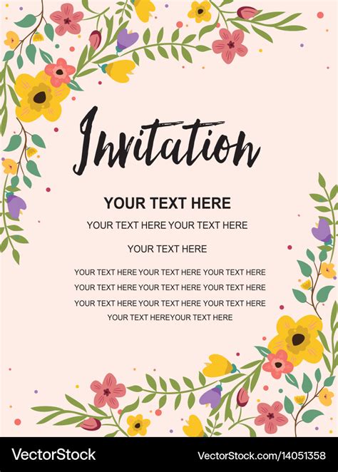 Floral anniversary party invitation card template Vector Image