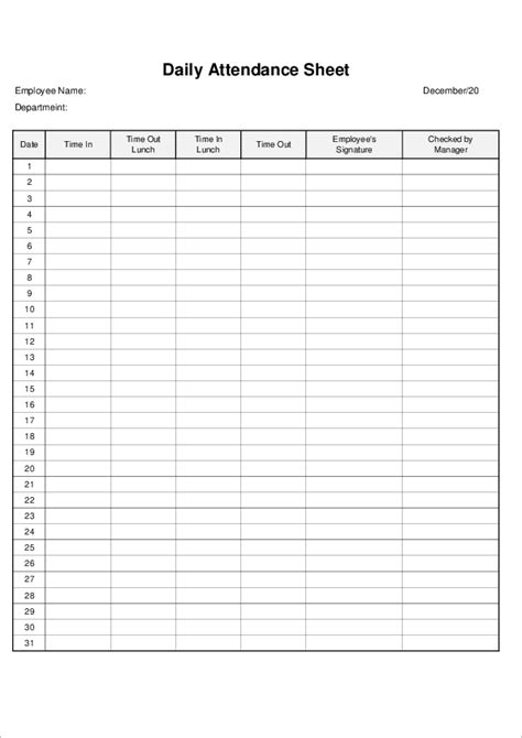 Attendance Sheet Templates | Free Excel Download
