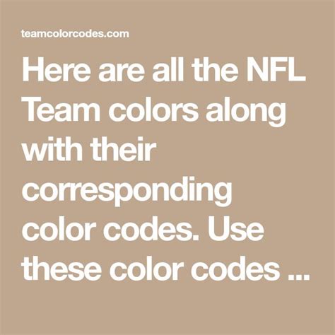 Here are all the NFL Team colors along with their corresponding color ...