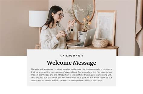 Welcome message and phone Website Template