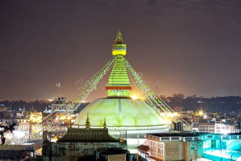 Boudhanath Stupa At Night In Nepal Kathmandu Stock Photo - Image of gold, nepalese: 35996632