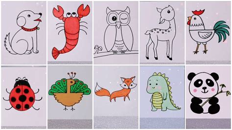 Easy Animals to Draw For Practice - Cute Animal Drawings for Kids - YouTube