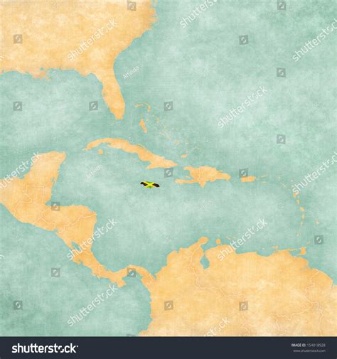 Jamaica Jamaican Flag On Map Caribbean Stock Illustration 154018928 | Shutterstock