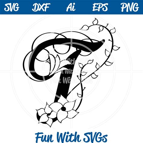 Letter T Monogram SVG File ~ Fun With SVGs