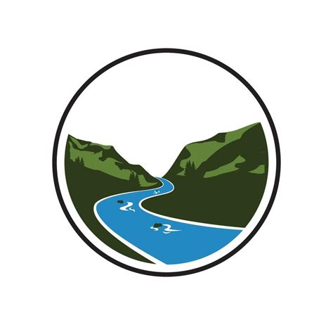 River mountain landscape logo design 2285734 Vector Art at Vecteezy