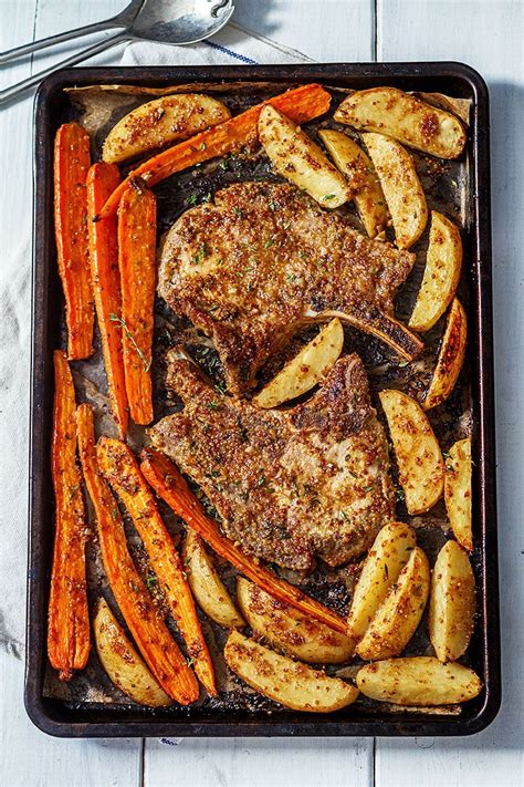 Sheet Pan Pork Chops Recipe with Carrots and Potatoes – Baked Pork ...