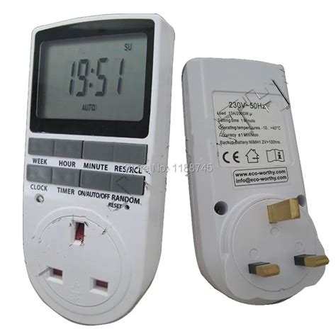 Smart Home 230V Timer Wall UK Plug in Programable Timer Switch 24h 7Day week Digital LCD display ...