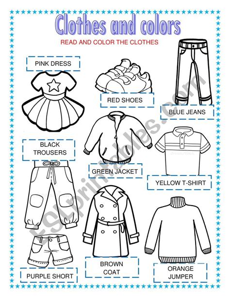 Coloring Clothes For Kids Worksheet