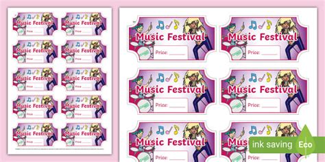 Music Festival Tickets (teacher made) - Twinkl