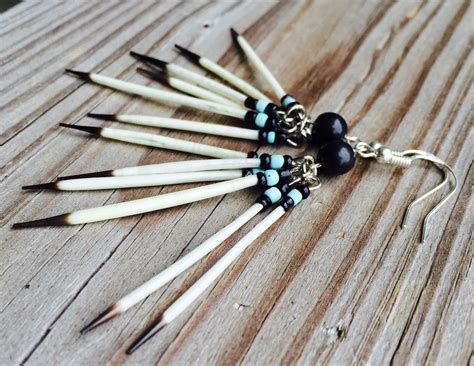 Black and turquoise North American porcupine quill earrings | Etsy | Quill earrings, Porcupine ...