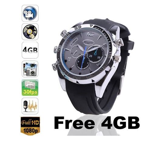 4GB Waterproof Spy Watch 1080P Waterproof Spy Watch Camera IR Night ...