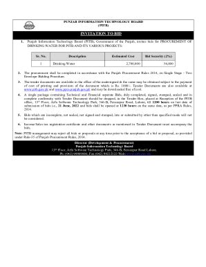 Fillable Online pitb gov Punjab irrigation tender. Surface irrigation ...