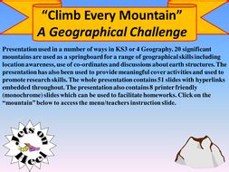 Climb Every Mountain, A Geographical Challenge | Teaching Resources