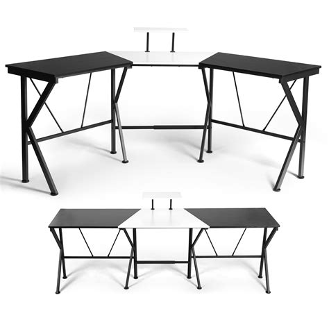 Buy LYNSLIM L Shaped Desk with Monitor Stand Shelf - 87 Inch Reversible Corner Computer Desk or ...