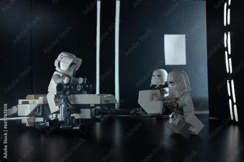 Depok, Indonesia - October 29, 2023: Lego toys photography recreating Star Wars snowtroopers on ...