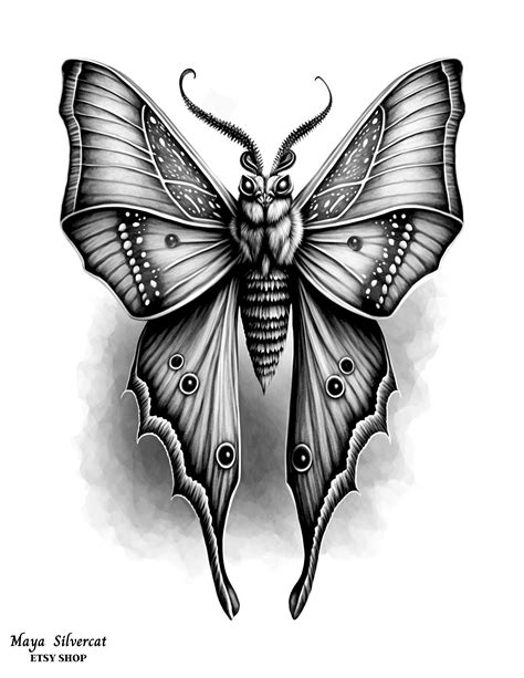 Giant Moth - free grayscale coloring page for adults | Tattoo art ...