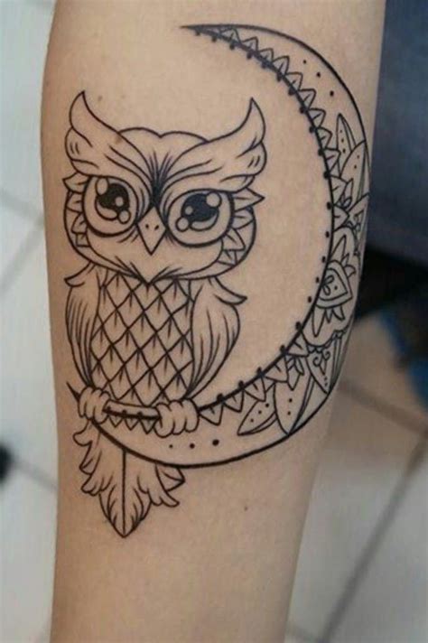 12+ Adorable Owl and Moon Tattoo Ideas | PetPress | Simple owl tattoo, Cute owl tattoo, Tattoos ...