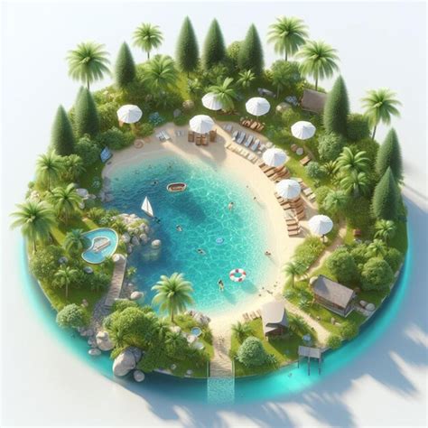 Premium Photo | 3d person sleep in a tiny beautiful paradise island