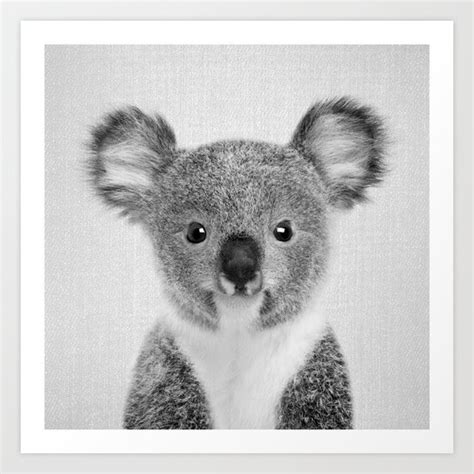 Baby Koala - Black & White Art Print by galdesign | Society6