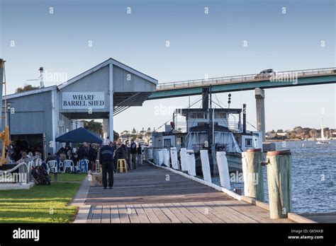 Goolwa Wharf Barrel shed on the Murray River, South Australia Stock ...