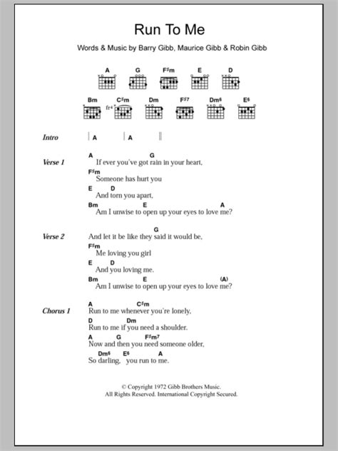 Run To Me by Bee Gees - Guitar Chords/Lyrics - Guitar Instructor