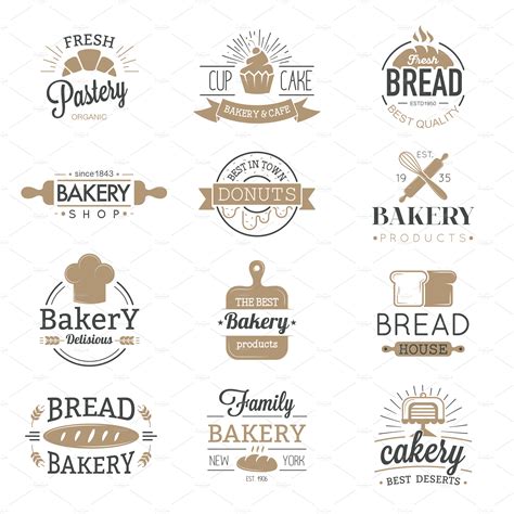 Bakery badges and logo icons vector ~ Illustrations ~ Creative Market