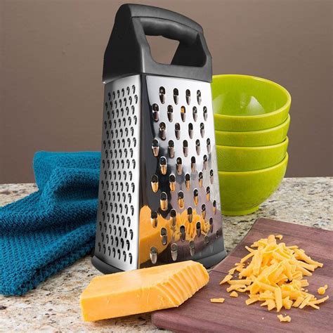 Bene Casa Hand-Held, 4-Way Grater, Stainless-Steel Blade Grater ...