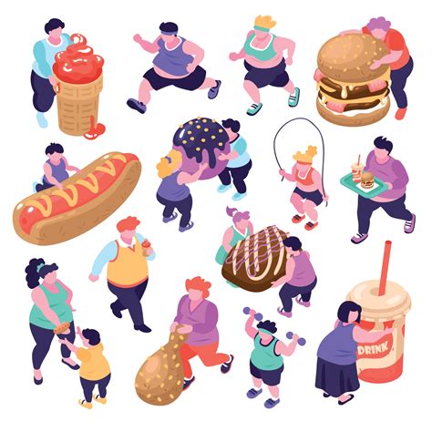 Gluttony Isometric Icons Set Vector Illustration 2944172 Vector Art at Vecteezy