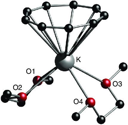 Molecular solid-state structure of compound 1. [(η 9 -C 9 H 9 )K(DME) 2 ...