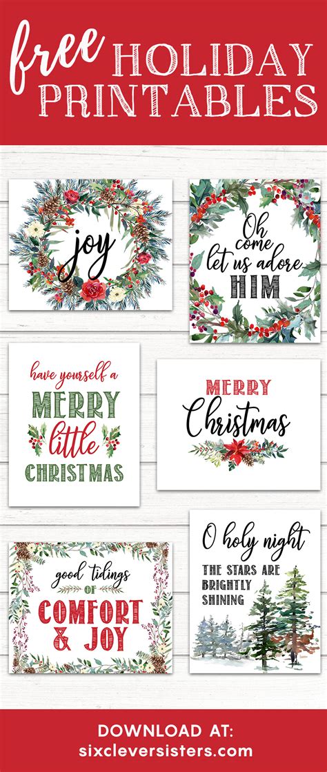 6 FREE Printable Christmas Signs - Six Clever Sisters